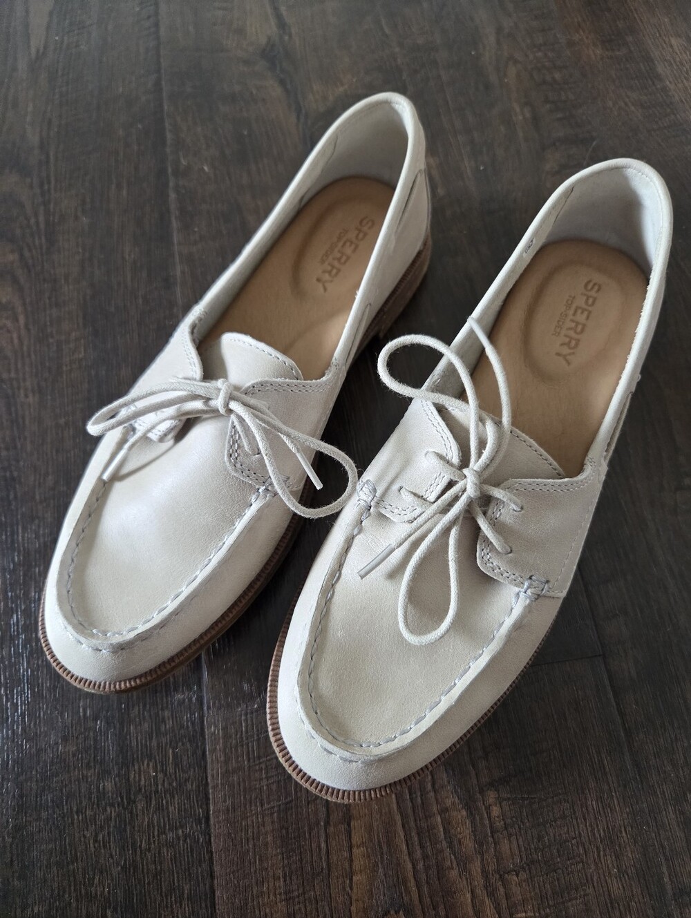 Sperry topsider leather boat shoes tan cream size 6.5